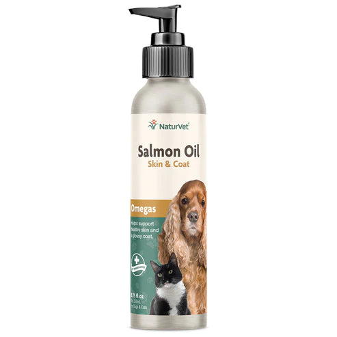 NaturVet - Salmon Oil - Skin & Coat - Omegas - Dogs & Cats - Net Wt. 8.75 fl oz (Net 259mL)