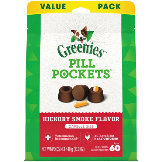 Greenies - Pill Pockets - Dogs - Hickory Smoke Flavor - Capsule Size Value Pack - Net Wt. 15.8 oz (448g)