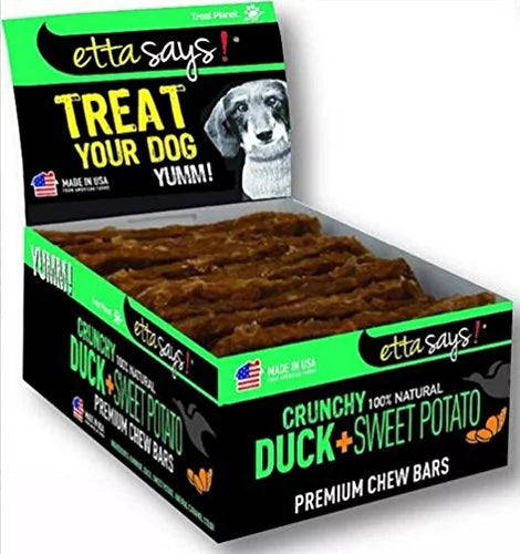 Etta Says! Premium Chew Bars - Crunchy 100% Natural Duck & Sweet Potato Net Wt. 1 OZ. Bar