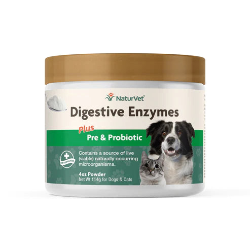 NaturVet - Digestive Enzymes Plus Pre & Probiotic for Dogs & Cats - 8 oz Powder (Net Wt. 228g)