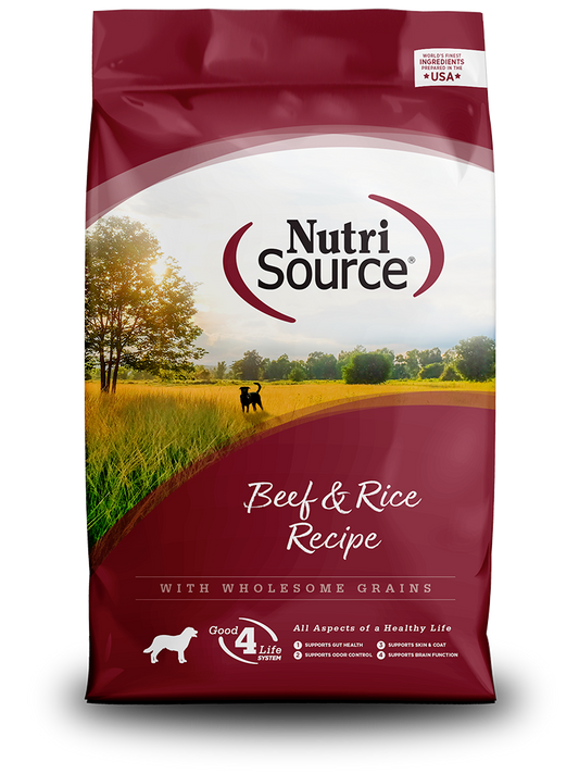 NutriSource Dog Food - Beef & Rice Recipe Net Wt. 26 LBS (11.79 kg)