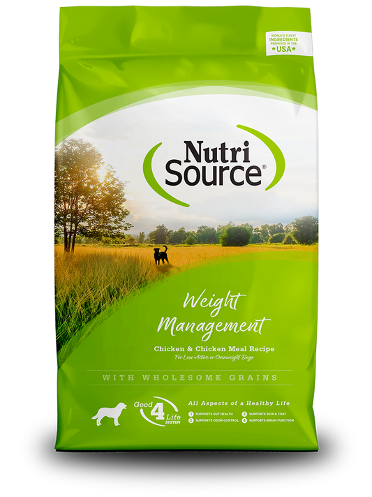NutriSource Weight Management Dog Food - Chicken & Chicken Meal Recipe Net Wt. 26 LBS (11.79 kg)