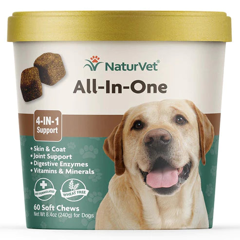 NaturVet - All-In-One - Dogs - 60 Soft Chews - Net Wt. 8.4 oz (240g)