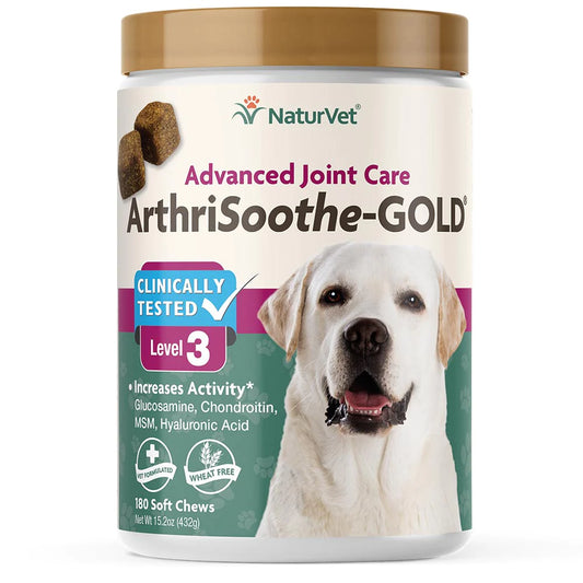 NaturVet - Advanced Joint Care Level 3 - ArthriSoothe-Gold - Dog & Cat - 180 Soft Chews - Net Wt. 15.2 oz (432g)
