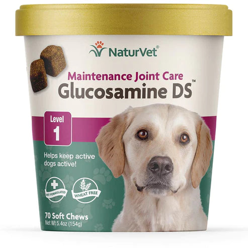 NaturVet - Maintenance Joint Care Level 1 - Glucosamine DS - Dog - 70 Soft Chews - Net Wt. 5.4 oz (154g)