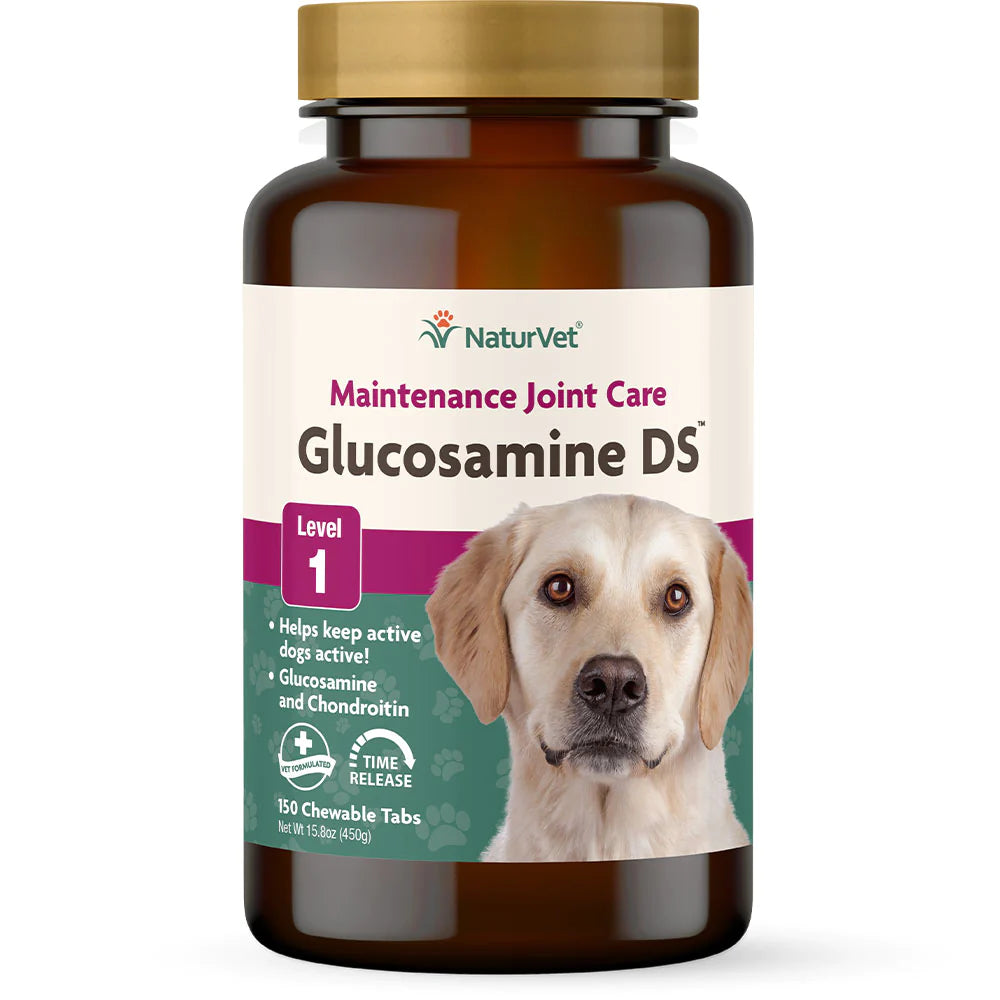 NaturVet - Maintenance Joint Care - Glucosamine DS Level 1 - Dog & Cat - 150 Chewable Tabs - Net Wt. 15.8 oz (450g)