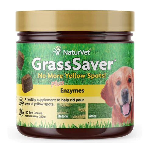 NaturVet - GrassSaver Plus Enzymes - Dogs - 160 Soft Chews - Net Wt 8.46 oz (240g)
