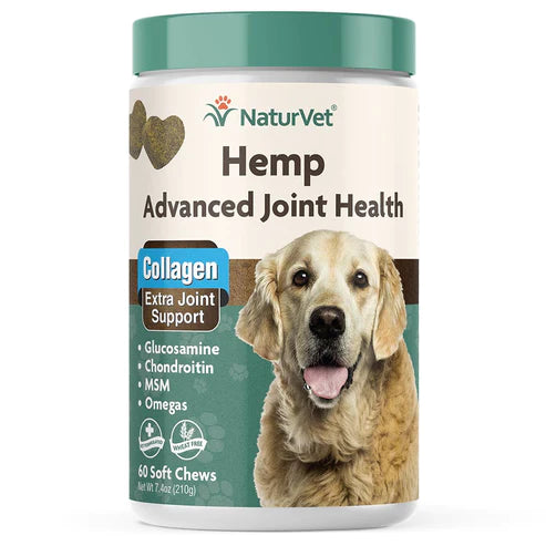 NaturVet - Advanced Joint Health - Extra Joint Support with Callogen - Dogs - 60 Soft Chews - Net Wt. 7.4 oz (210g)