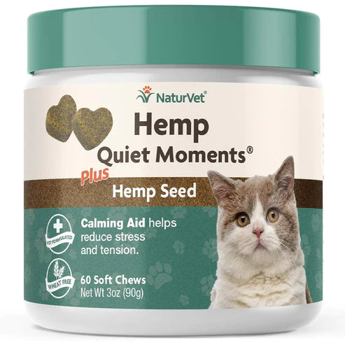 NaturVet - Hemp Quiet Moments - Cat - 60 Soft Chews - Net Wt. 3 oz (90g)