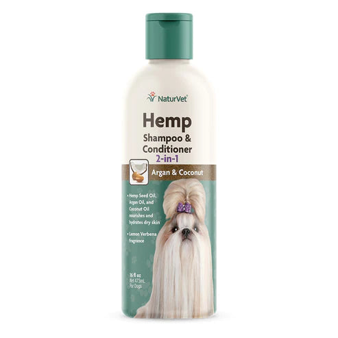 NaturVet - Hemp Shampoo & Conditioner - Dogs - Argan & Coconut - 16 fl oz (Net 473mL)