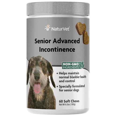 NaturVet - Senior Advanced - Incontinence - Dog Soft Chews - 60 Soft Chews - Net Wt. 6.3 oz (180g)