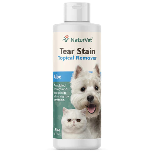 NaturVet - Tear Stain Topical Remover - Aloe - Dog & Cat -4 fl oz (Net 118mL)