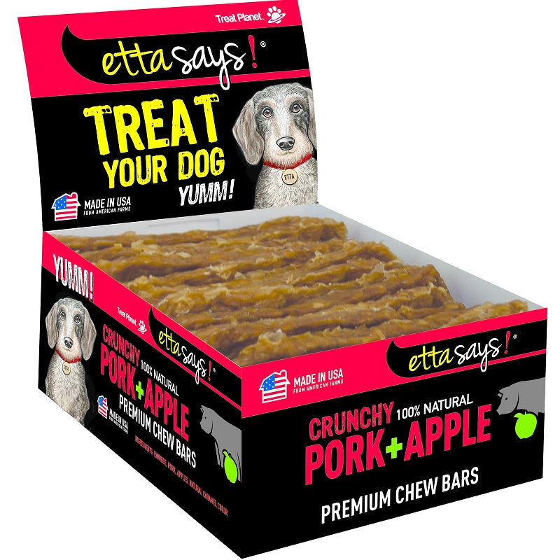 Etta Says! Premium Chew Bars - Crunchy 100% Natural Pork + Apple Net Wt. 1 OZ. Bar